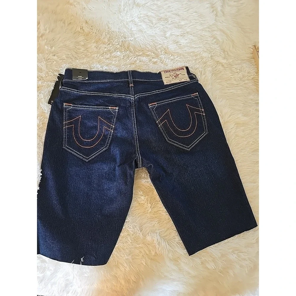 True Religion Ricky‎ Relaxed Straight Denim Shorts Size 30 Mens Blue